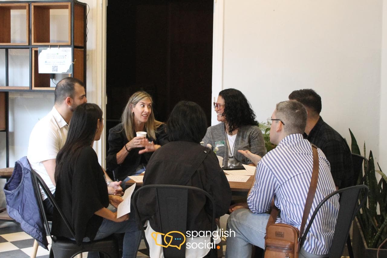 Spanglish language exchange event moment